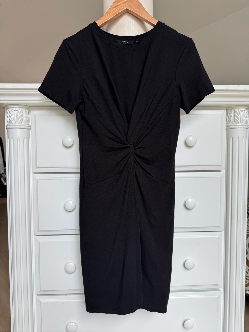 THEORY KNOT TEE DRESS BLACK SIZE S
